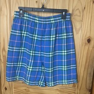 Victoria's Secret Gold Label Blue and Green Plaid Cotton Shorts